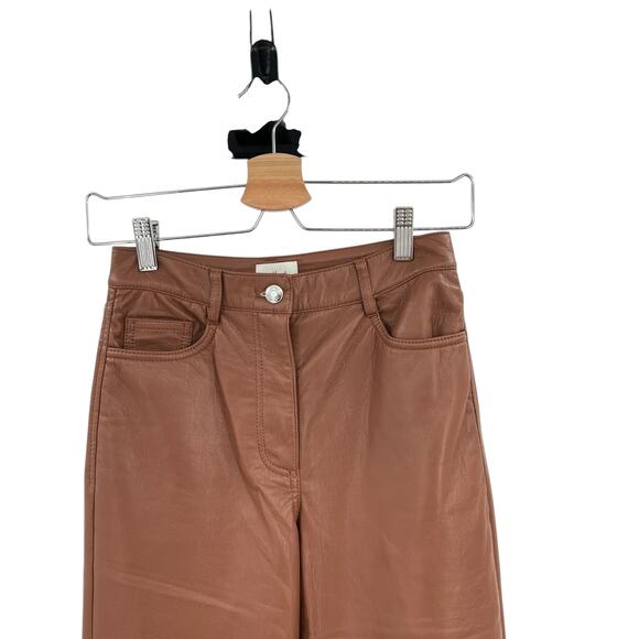 Aritzia Wilfred The Melina Pant Faux Vegan Leather High Waist Cognac‎ Brown 0 - Picture 3 of 12